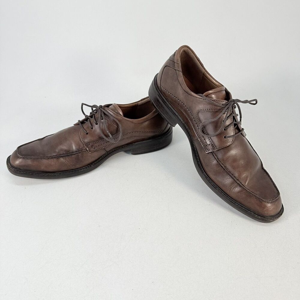 Ecco Men's Shoe Windsor Brown Leather Apron Toe Derby Dress Shoes US 11 EU 44